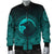 Viking Men's Bomber Jacket, Ethnic Odin Raven Cyan RLT12 - Wonder Print Shop