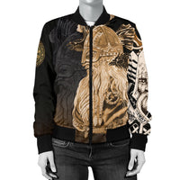 Viking Women's Bomber Jacket - Odin Raven Viking Gold RLT12 - Wonder Print Shop