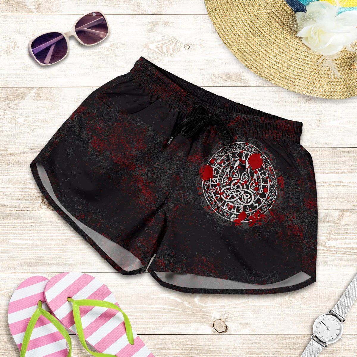 viking-womens-shorts-viking-bear-claws-blood-tattoo