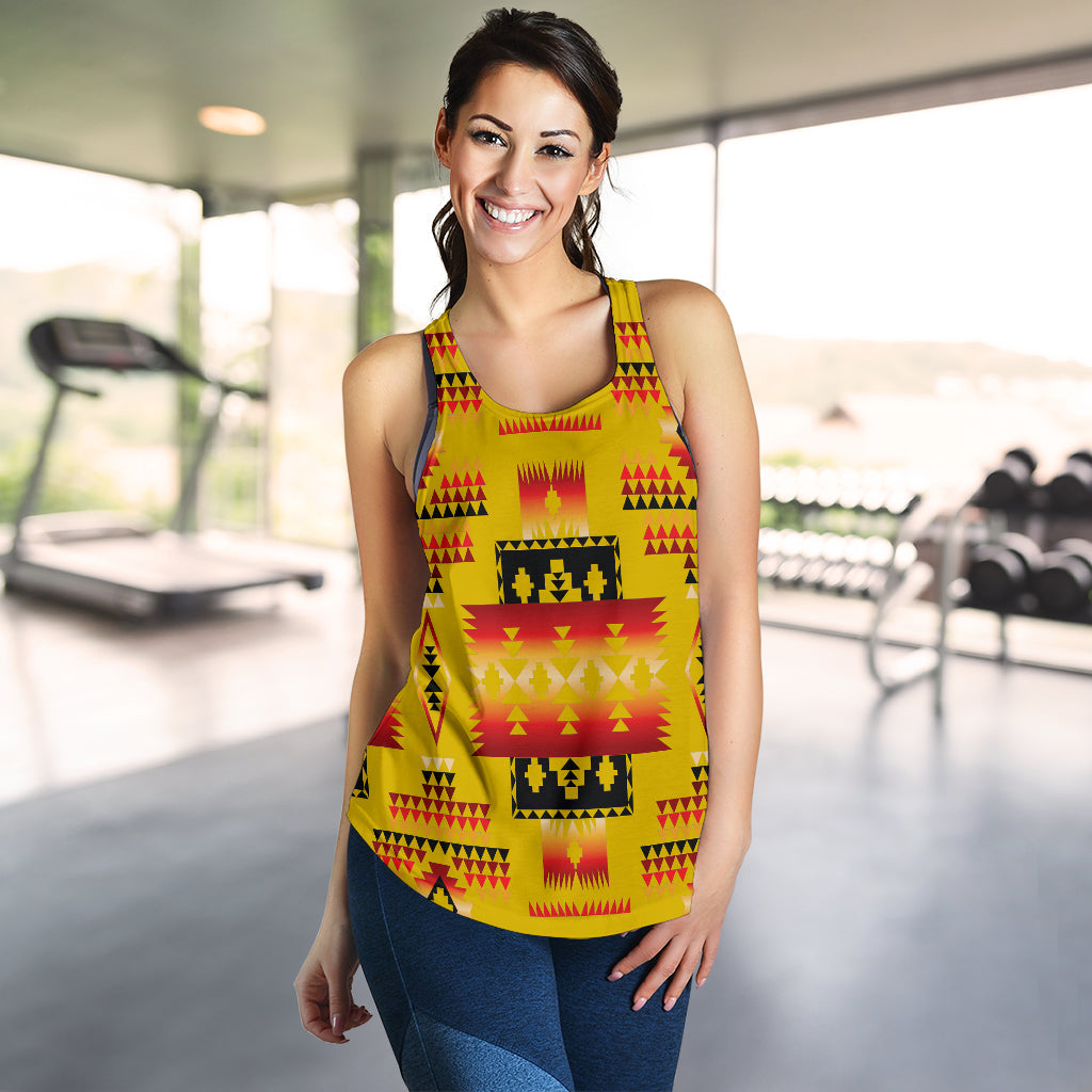 Yellow Tribes Pattern Native American Women Racerback Tank LT10 - Wonder Print Shop