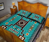 United Tribes Cyan Pattern Native American Quilt Bed Set LT10 - Wonder Print Shop