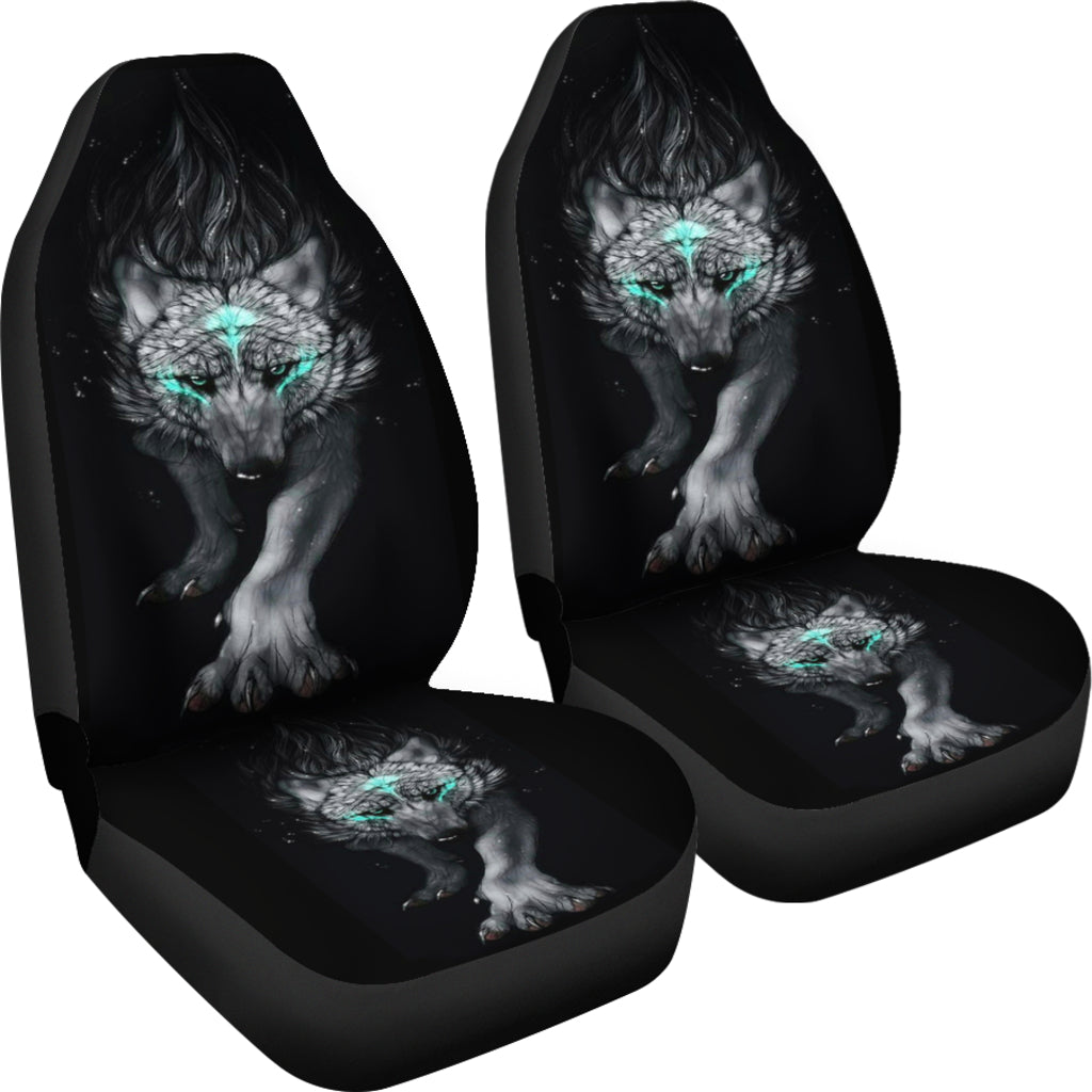 Native American Gray Wolf Native Car Seat Covers - Wonder Print Shop