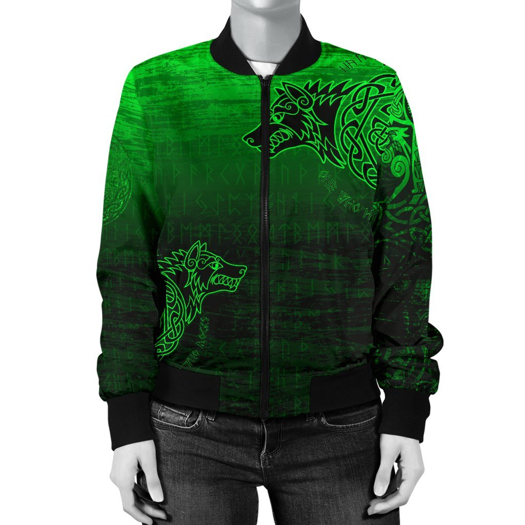 Viking Women's Bomber Jacket, Skoll and Hati RLT12 - Wonder Print Shop