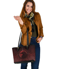 Viking Small Leather Tote Bag, Ethnic Odin Raven Red RLT12 - Wonder Print Shop