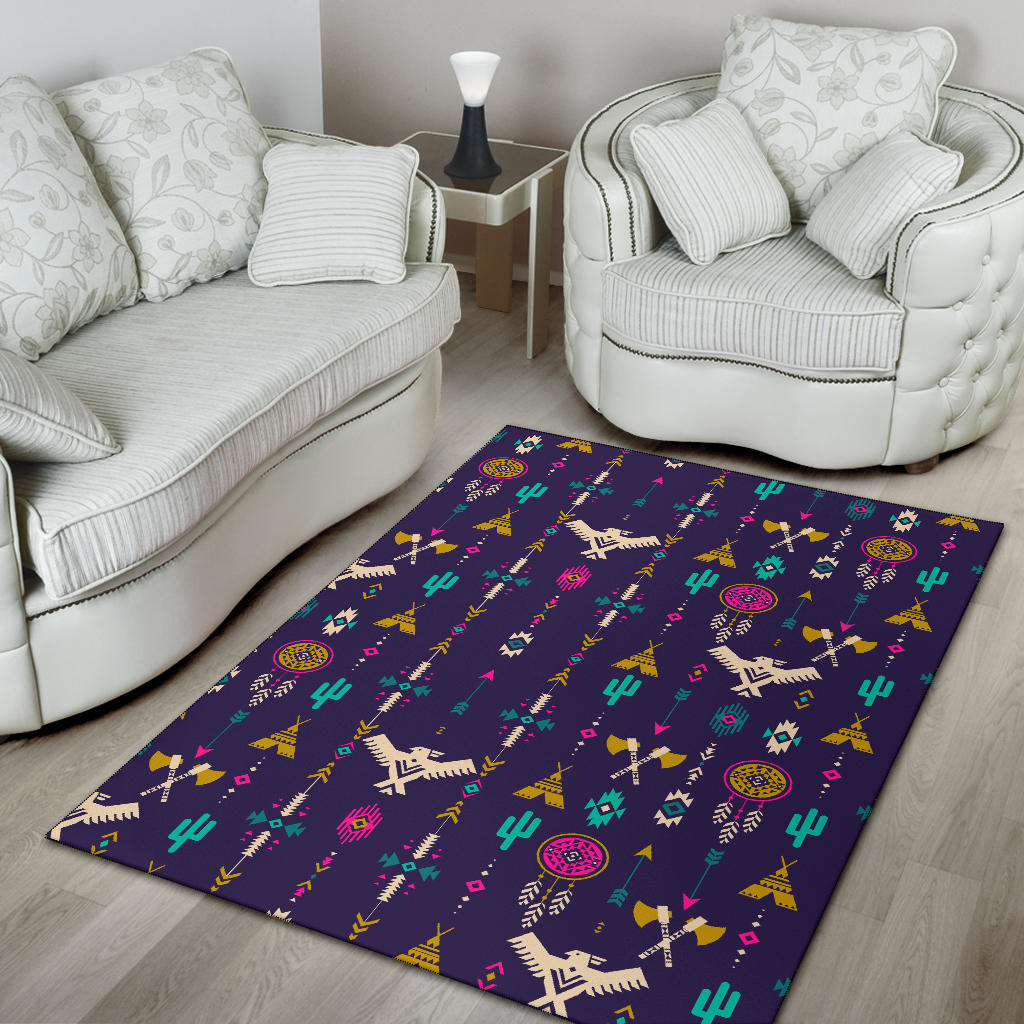 Thunderbird Pattern Blue Area Rug LT10 - Wonder Print Shop