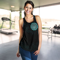Viking Women's Racerback Tank - Viking Bear Claws Cyan Tattoo RLT12 - Wonder Print Shop