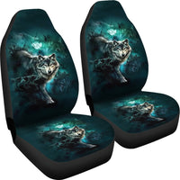 Green Wolf Forest Car Seat Covers LT10 - Wonder Print Shop