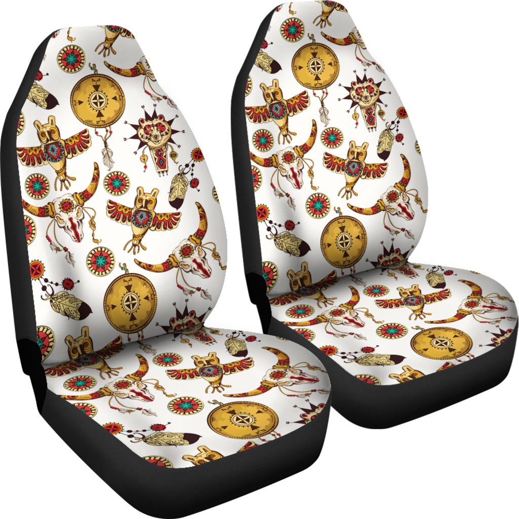 Bison Owl Feather Native American Car Seat Covers LT10 - Wonder Print Shop