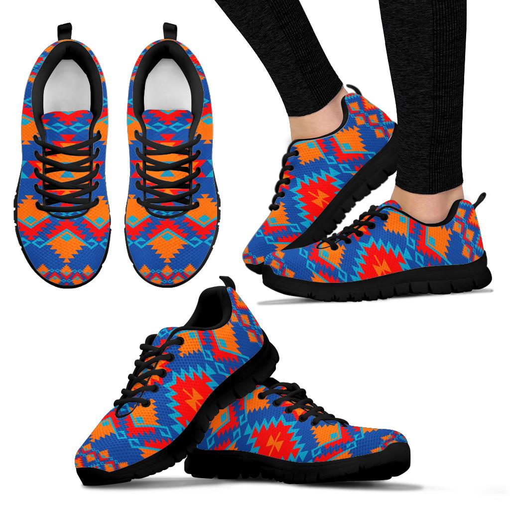 Native American Red and Yellow Geometric Sneakers LT10 - Wonder Print Shop