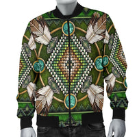 Naumaddic Arts Green Native American Bomber Jacket LT10 - Wonder Print Shop