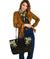 Viking Large Leather Tote, Fenrir Raven and Vegvisir Tattoo Yellow RLT12 - Wonder Print Shop