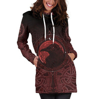 Viking Hoodie Dress, Ethnic Odin Raven Red RLT12 - Wonder Print Shop