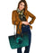 Viking Large Leather Tote Bag, Ethnic Odin Raven Cyan RLT12 - Wonder Print Shop