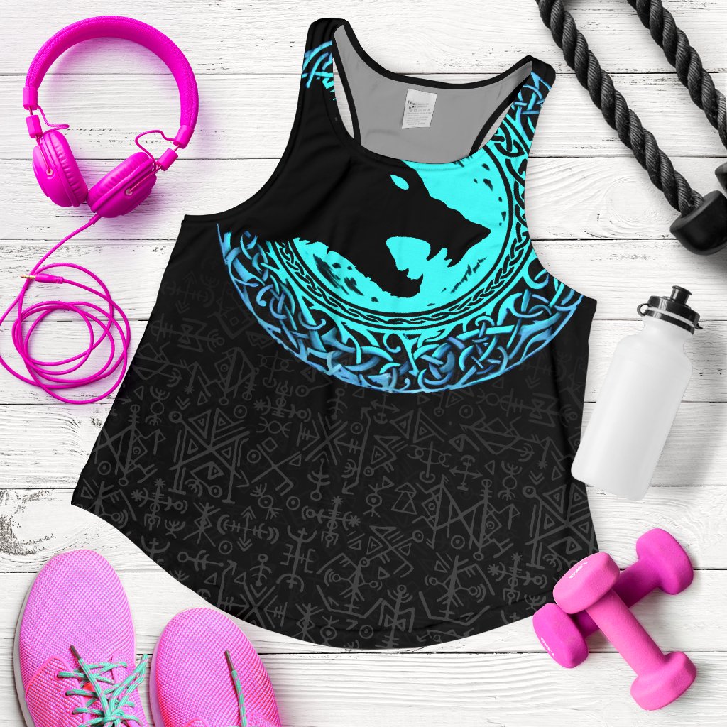 Viking Women's Racerback Tank - Fenrir Norse Wolf RLT12 - Wonder Print Shop