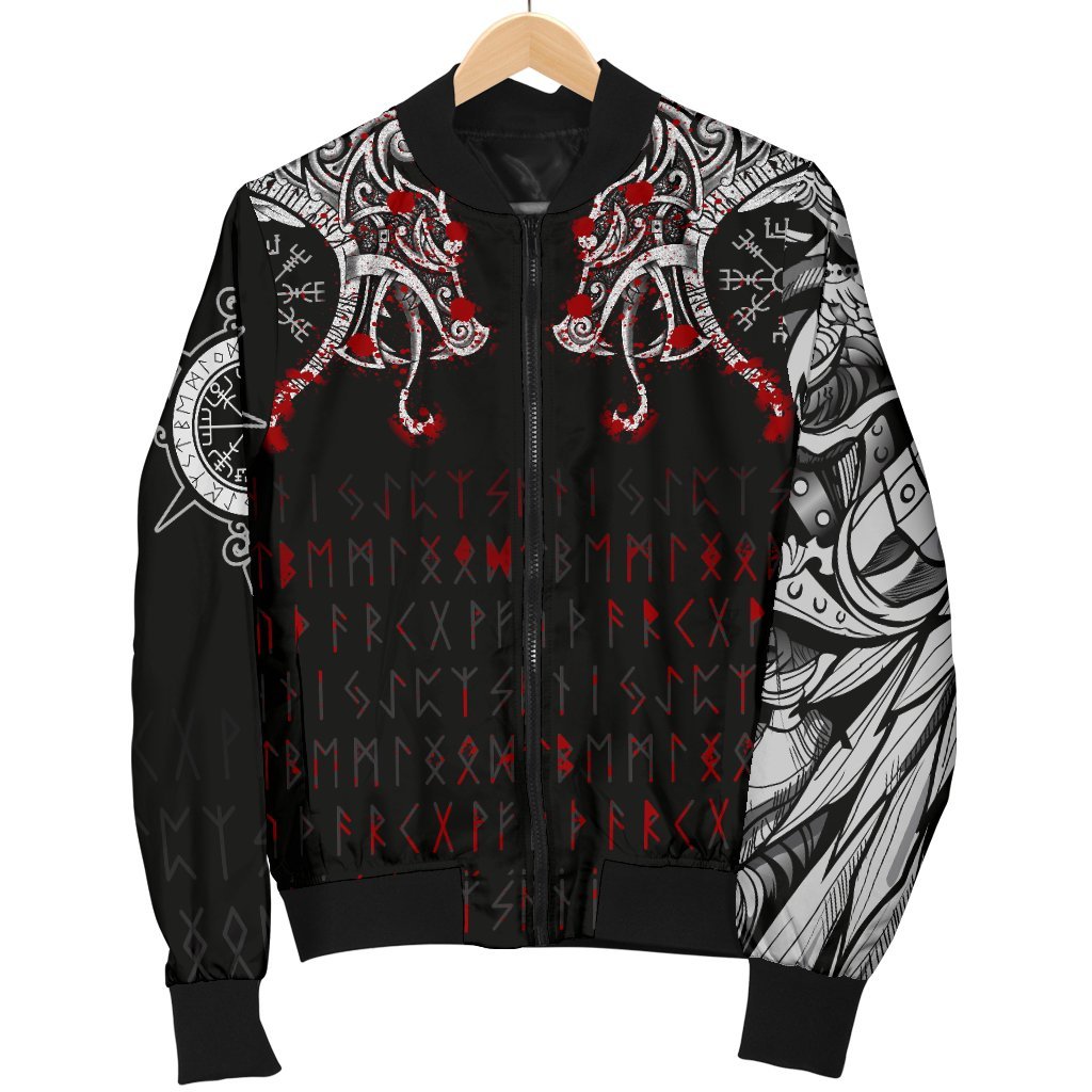 Viking Men's Bomber Jacket - Double Dragon Tattoo and Vegvisir Blood RLT12 - Wonder Print Shop