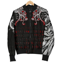 Viking Men's Bomber Jacket - Double Dragon Tattoo and Vegvisir Blood RLT12 - Wonder Print Shop