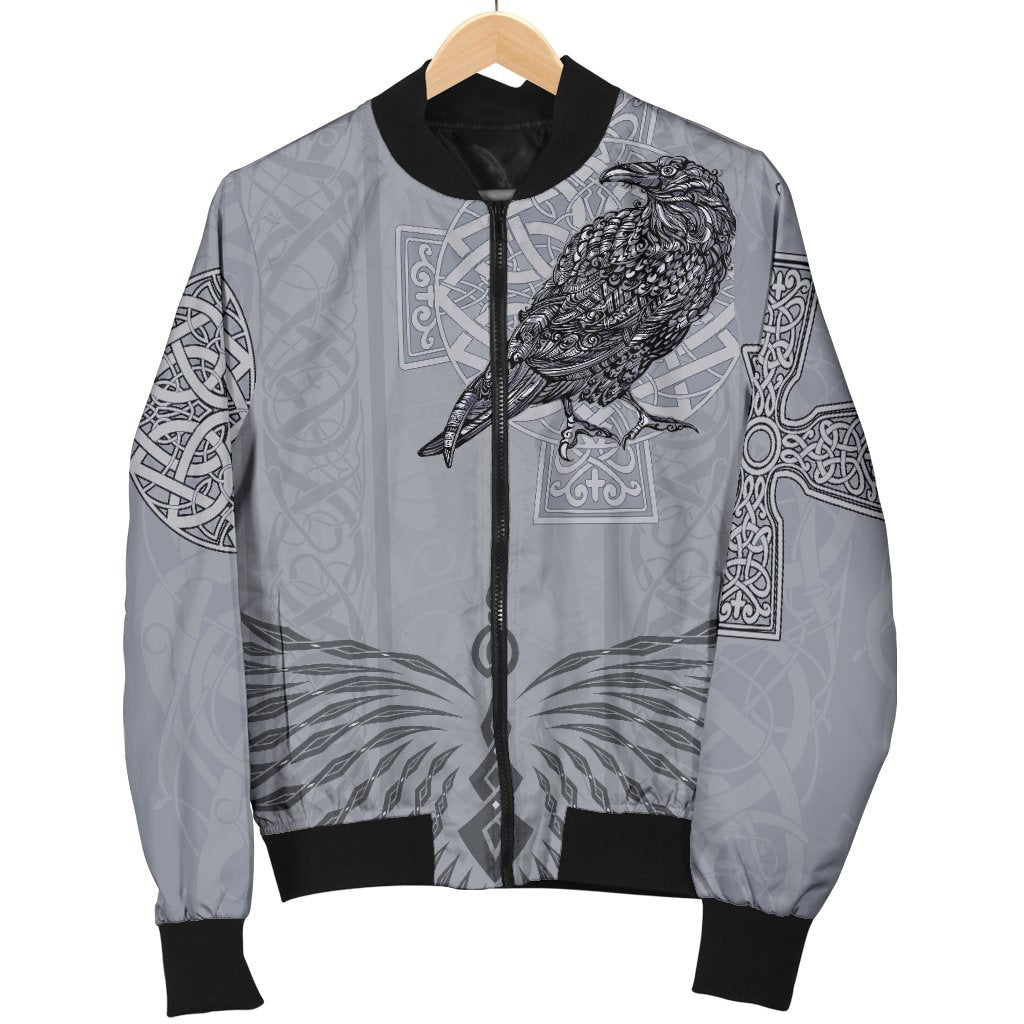 Viking Women's Bomber Jacket - Odin's Celtic Raven - Scandinavian Tattoo RLT12 - Wonder Print Shop