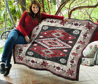 Ethnic Red Gray Pattern Native American Premium Quilt LT10 - Wonder Print Shop