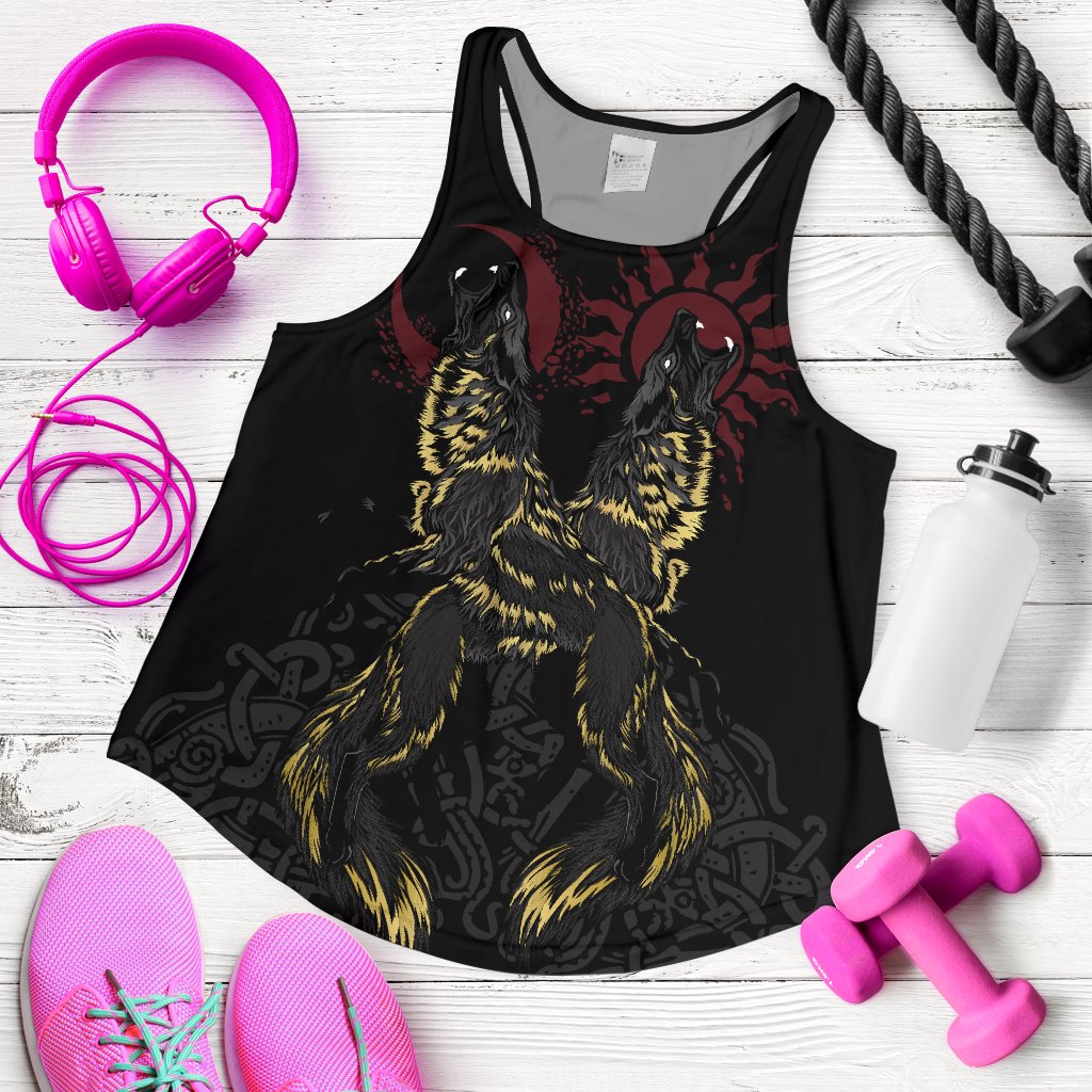 Viking Women's Racerback Tank The Wolves Skoll and Hati RLT12 - Wonder Print Shop