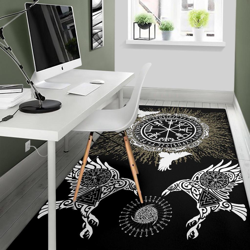 Viking Area Rug Raven, Valknut and Vegvisir RLT12 - Wonder Print Shop