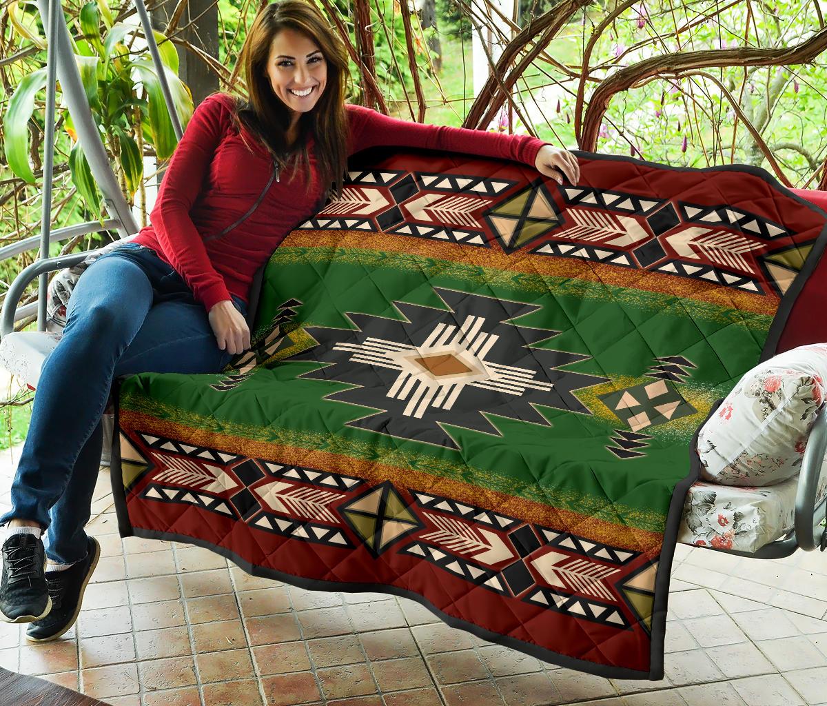 Southwest Green Symbol Native American Premium Quilt LT10 - Wonder Print Shop