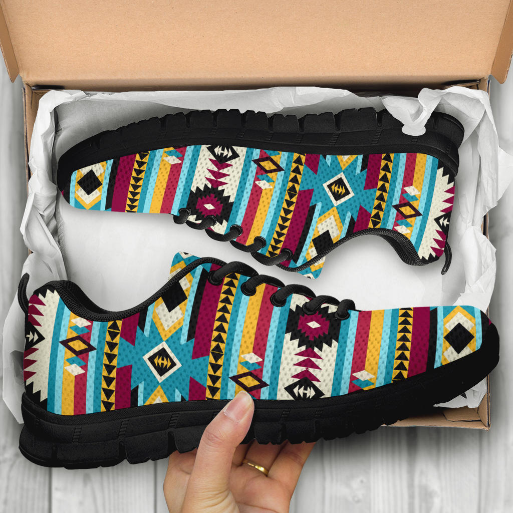 Native American Blue and Red Pattern Sneakers LT10 - Wonder Print Shop