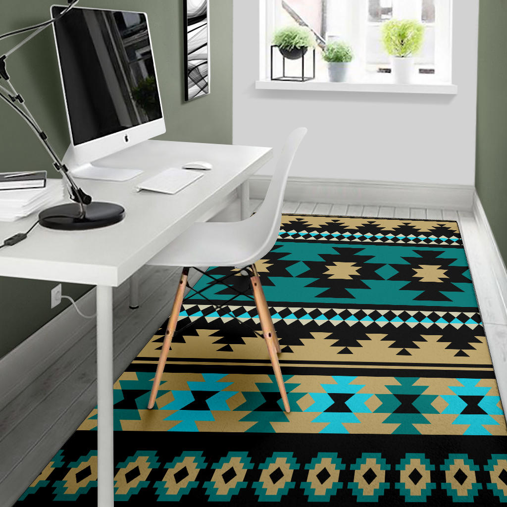 Green Ethnic Aztec Pattern Area Rug LT10 - Wonder Print Shop