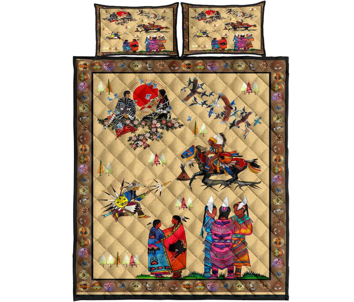 Warrior Riding Horse Native American Quilt Bed Set LT10 - Wonder Print Shop