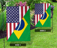US Flag with Brazil Flag - Wonder Print Shop