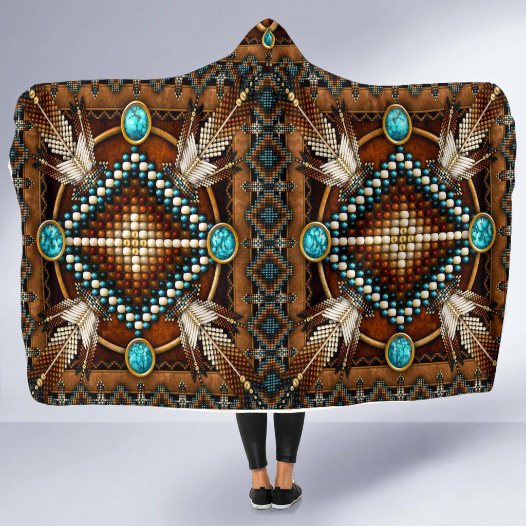 native-american-mandala-pattern-brown-hooded-blanket