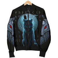 Viking Women's Bomber Jacket, Fenrir Viking Wolf and Moon RLT12 - Wonder Print Shop