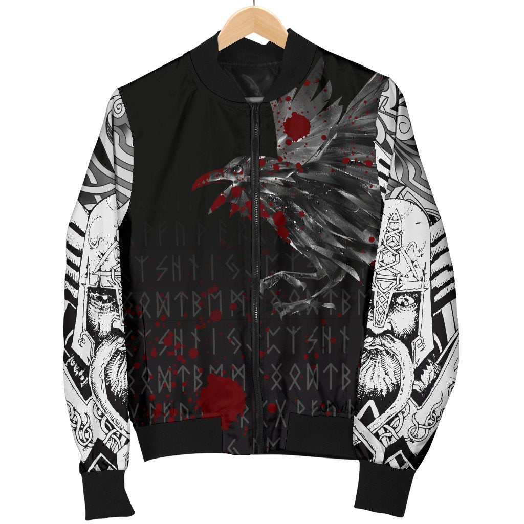 Viking Women's Bomber Jacket - The Raven Of Odin Rune Blood RLT12 - Wonder Print Shop