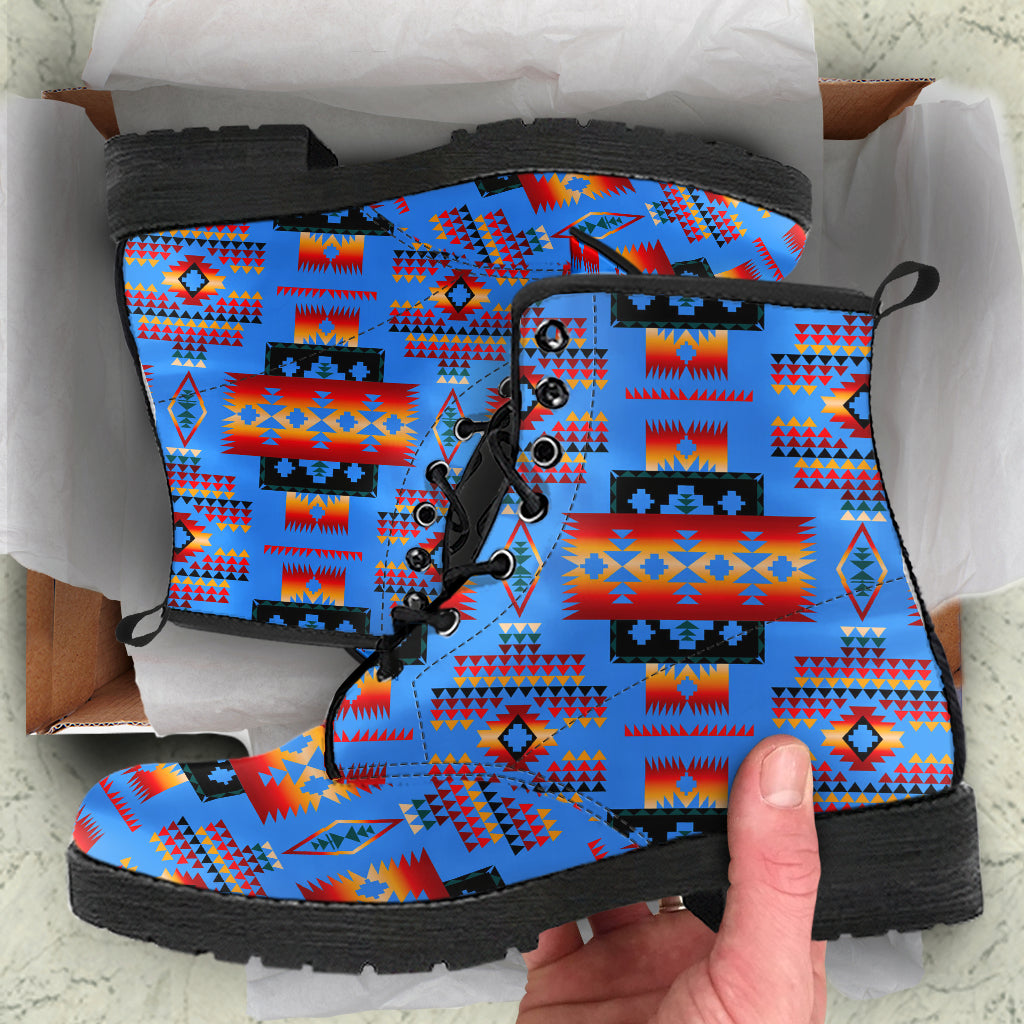 dark-blue-native-tribes-pattern-native-american-leather-boots