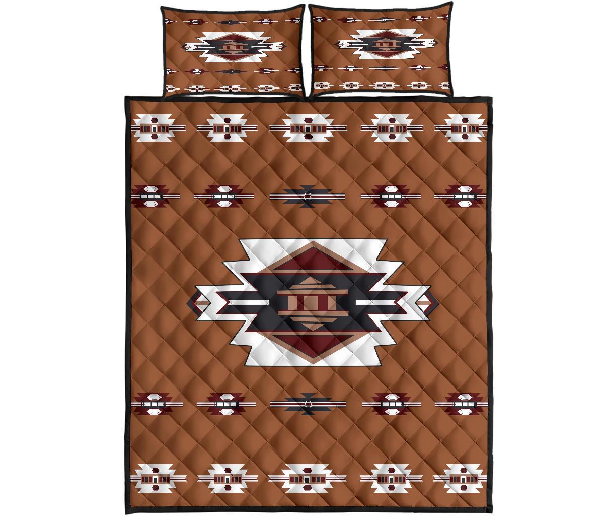 Brown Pattern Native American Quilt Bed Set LT10 - Wonder Print Shop