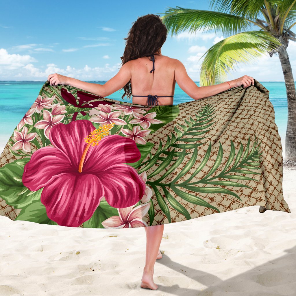 Kanaka Maoli Hawaiian Sarong - Lauhala Hibiscus and Plumeria - Wonder Print Shop