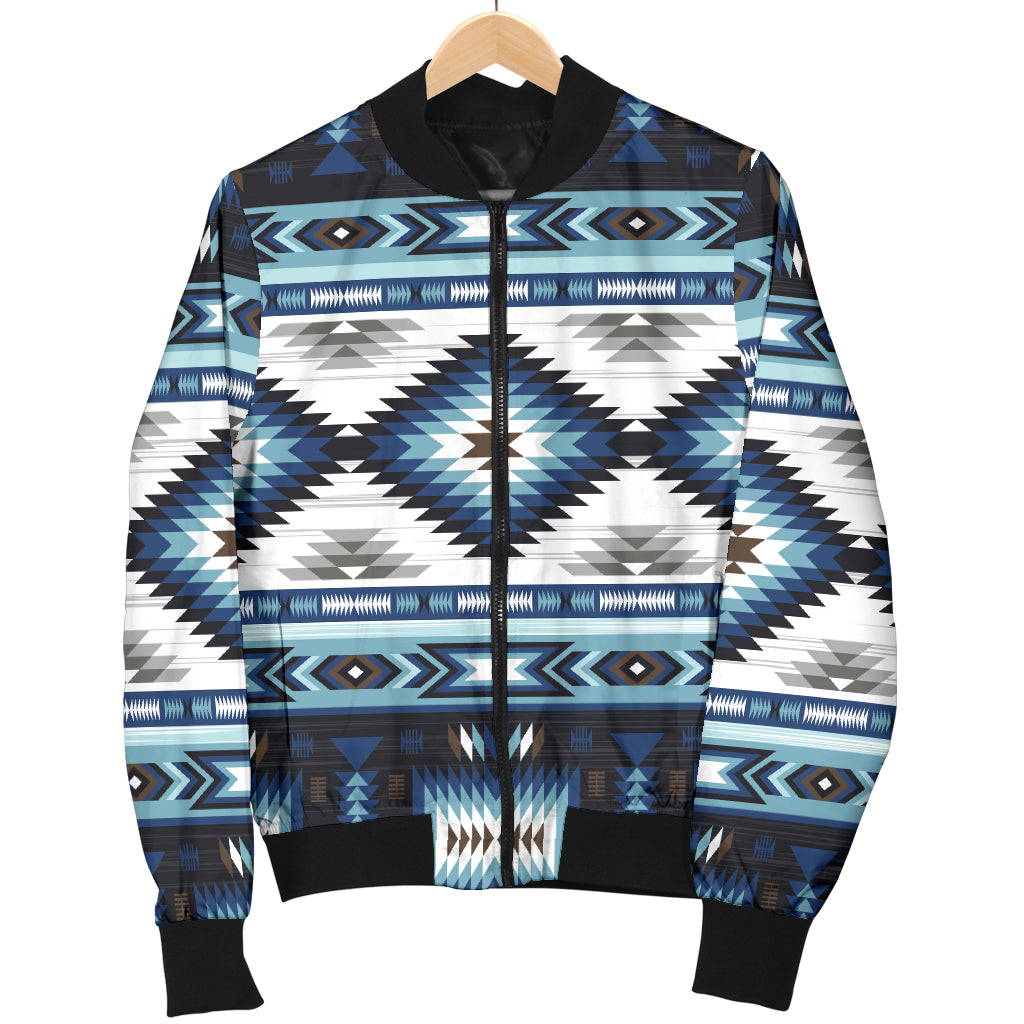 Blue Colors Pattern Women's Bomber Jacket LT10 - Wonder Print Shop