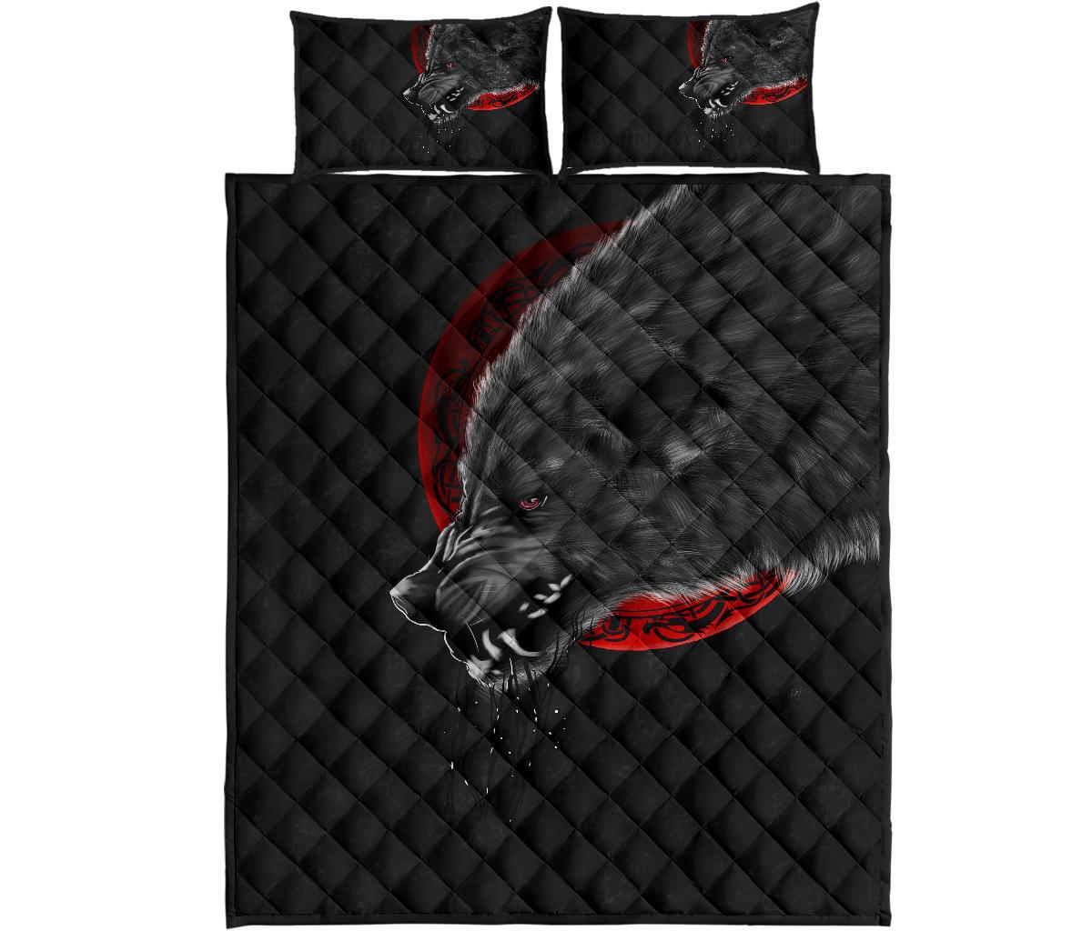 Viking Quilt Bed Set Wolf and Blood Moon RLT12 - Wonder Print Shop