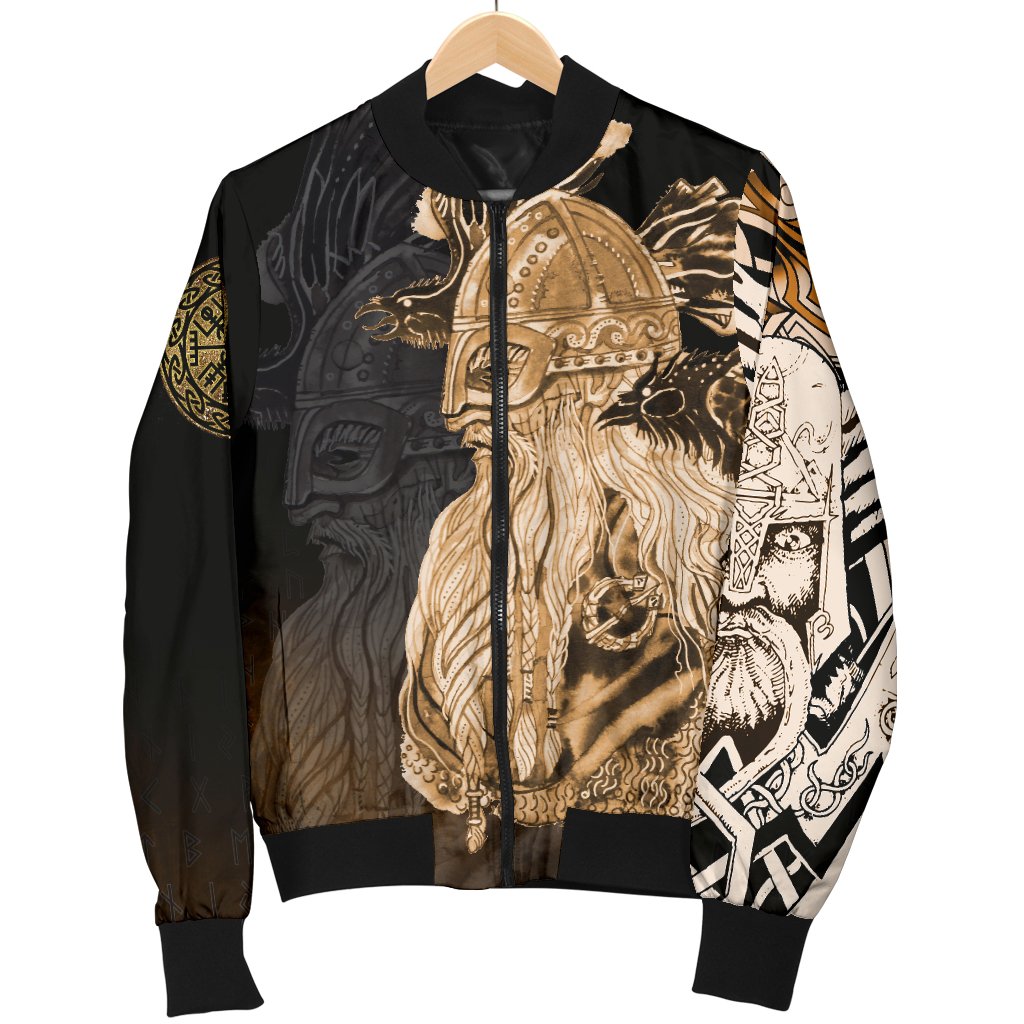 Viking Women's Bomber Jacket - Odin Raven Viking Gold RLT12 - Wonder Print Shop