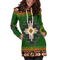 Indigenous Design Green Native American Hoodie Dress LT10 - Wonder Print Shop
