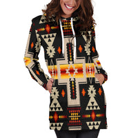 Black Tribe Design Native American Hoodie Dress LT10 - Wonder Print Shop