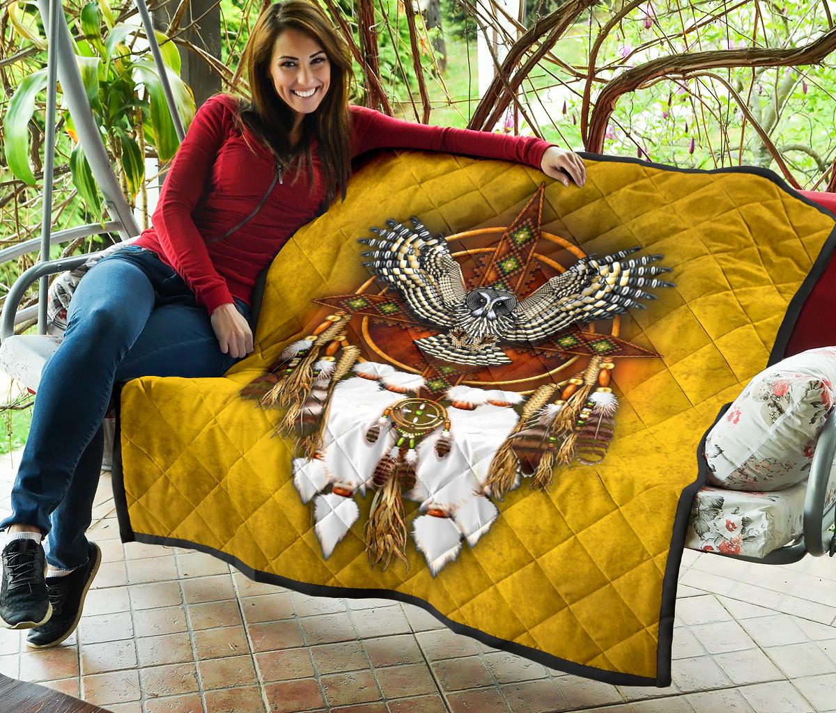 Owl Yellow Native American Premium Quilt LT10 - Wonder Print Shop