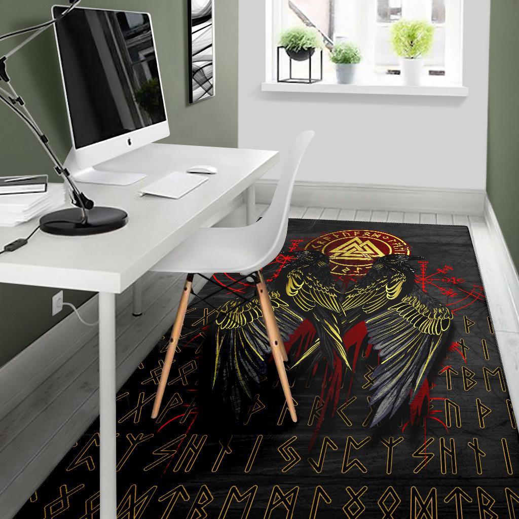 Viking Area Rug Vikings Valknut and Ravens Tattoo RLT12 - Wonder Print Shop