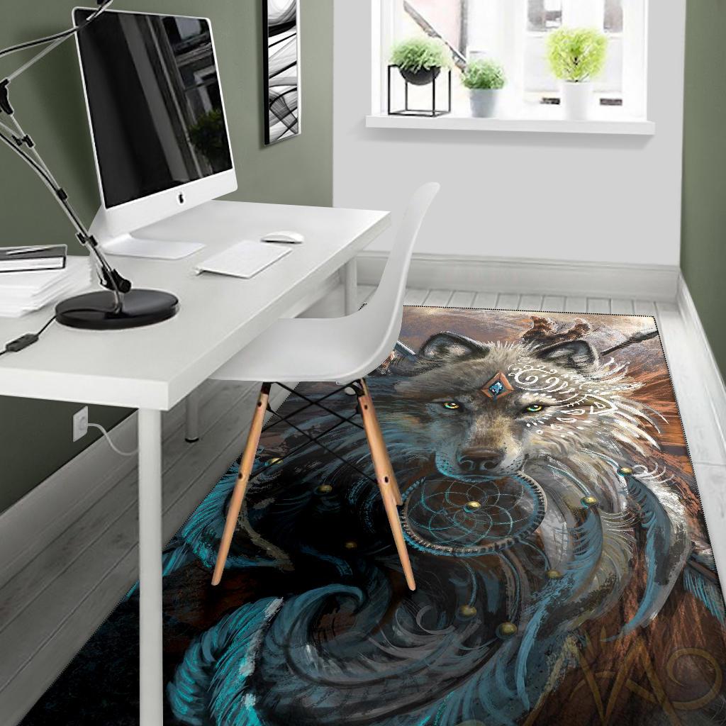 Wolf Warrior Native American Area Rug LT10 - Wonder Print Shop