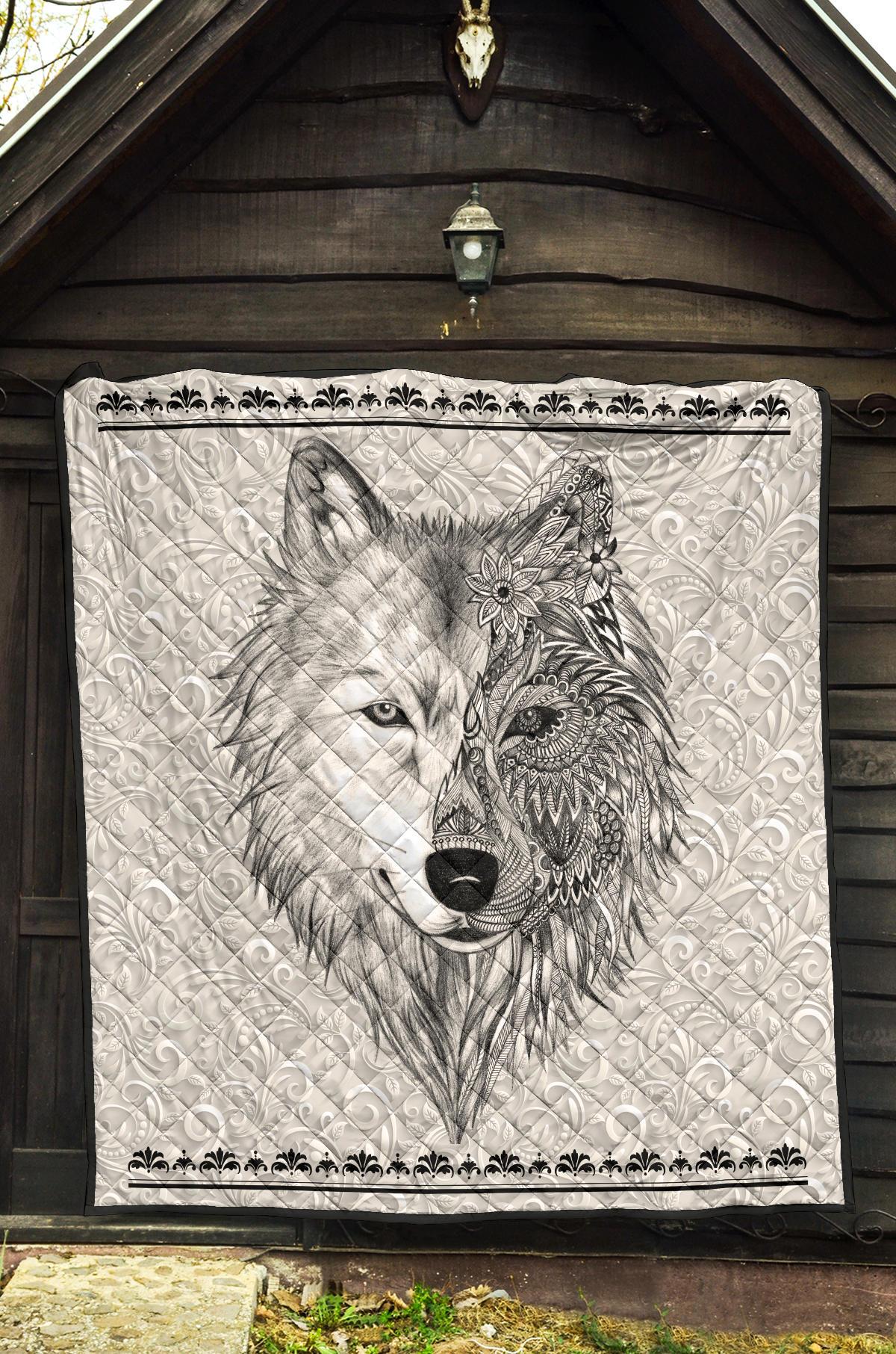 White Wolf Native American Amercan Premium Quilt LT10 - Wonder Print Shop