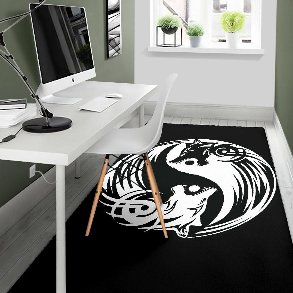 Viking Bomber Area Rug Ying Yang Wolf RLT12 - Wonder Print Shop