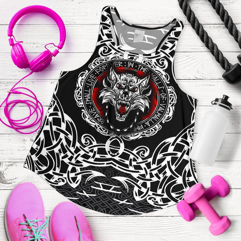 Viking Women's Racerback Tank, Fenrir Wolf RLT12 - Wonder Print Shop