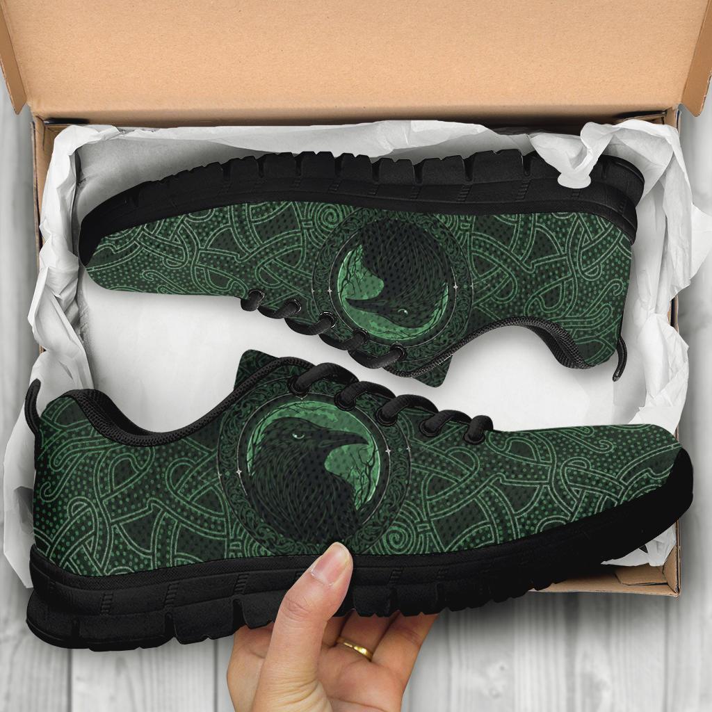 Viking Sneakers, Ethnic Odin Raven Green RLT12 - Wonder Print Shop