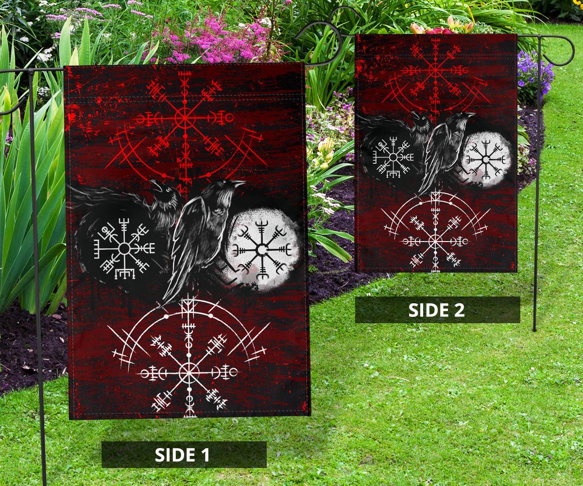 Viking Garden Flag Raven Of Odin and Symbol Viking On Blood Background RLT12 - Wonder Print Shop
