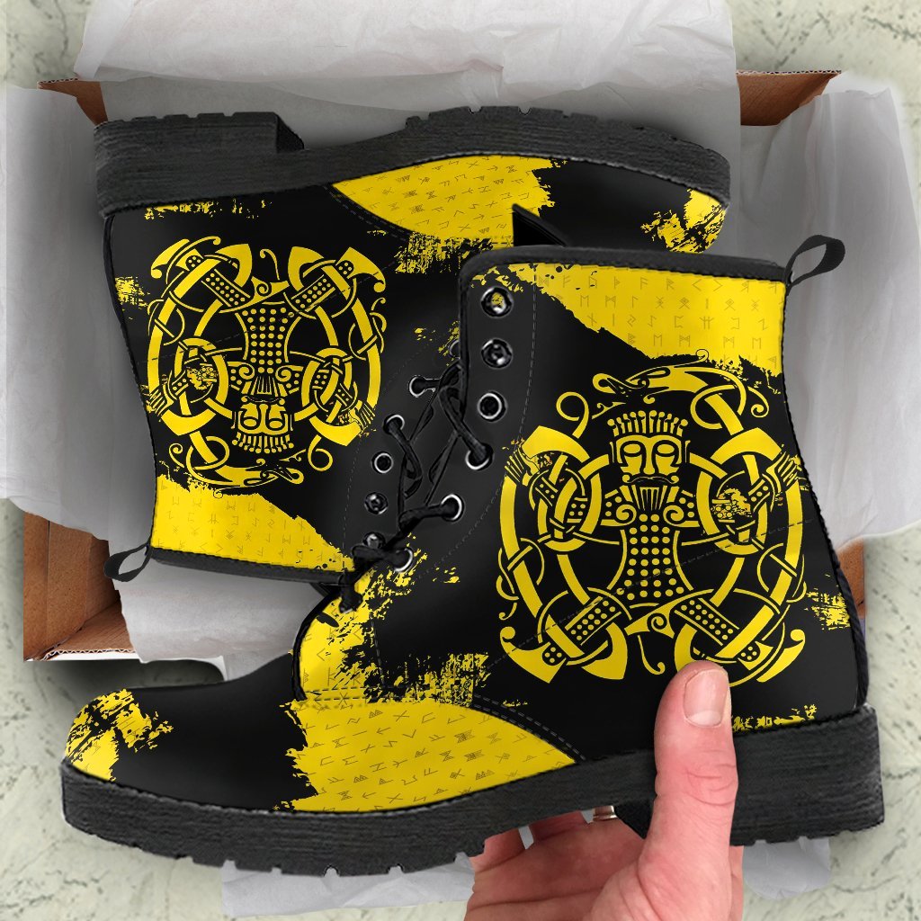viking-leather-boots-loki-bound-triskele-rune-gold