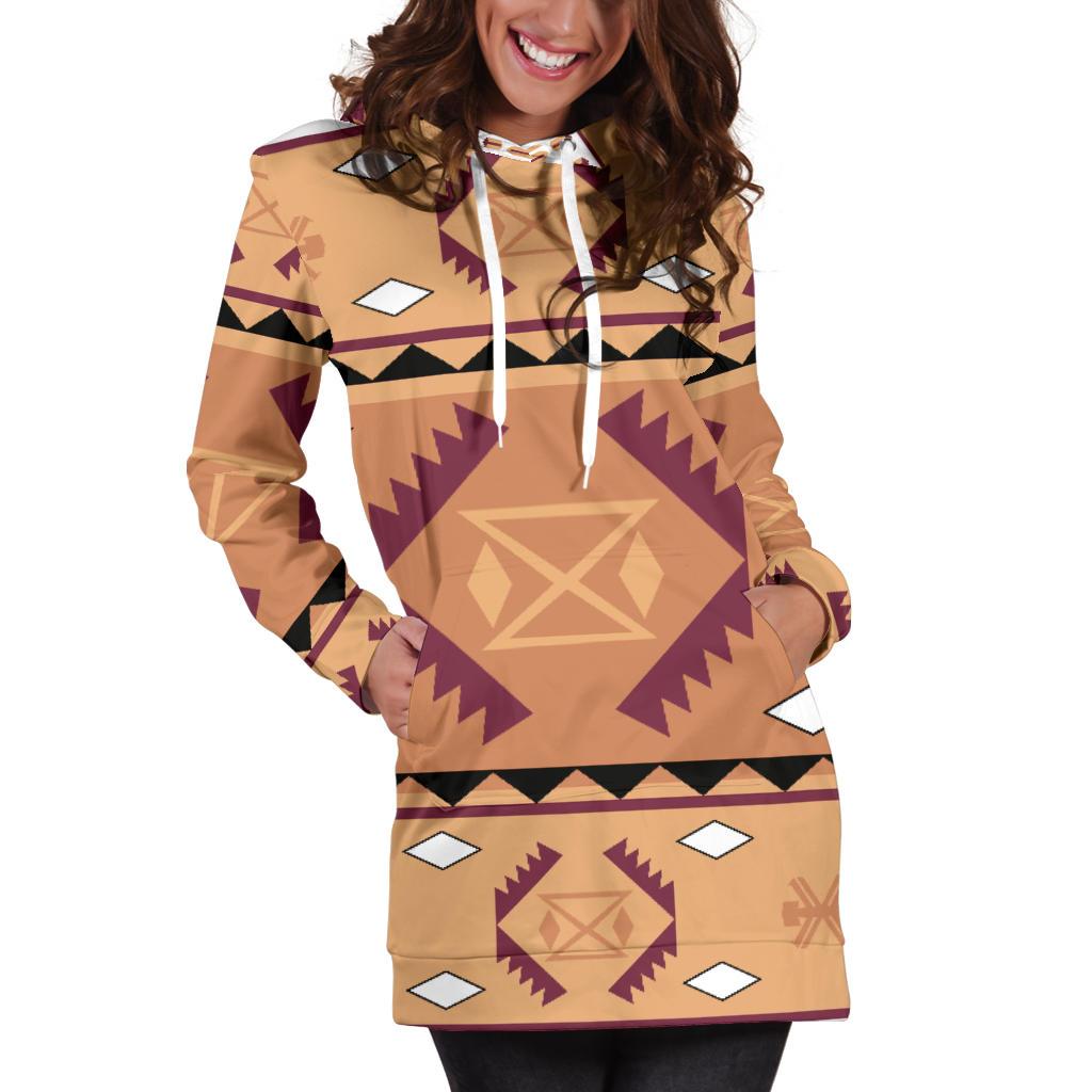 Pink Purple Pattern Native American Hoodie Dress LT10 - Wonder Print Shop